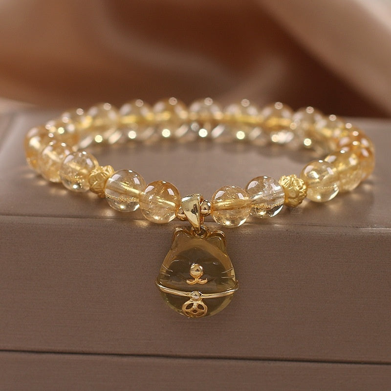 Lucky Citrine Beaded Bracelet Female National