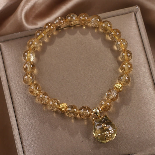 Lucky Citrine Beaded Bracelet Female National